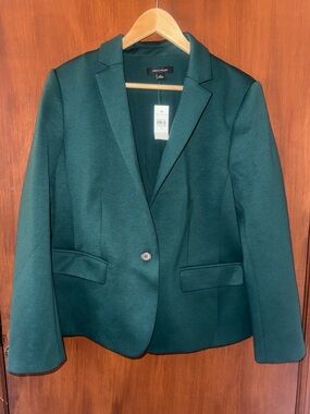 Ann Taylor Dark Green Single-Button Tailored Blazer